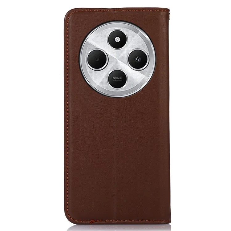 KHAZNEH For Xiaomi Redmi 14C 4G Case Genuine Cow Leather Wallet Phone Cover Nappa Texture