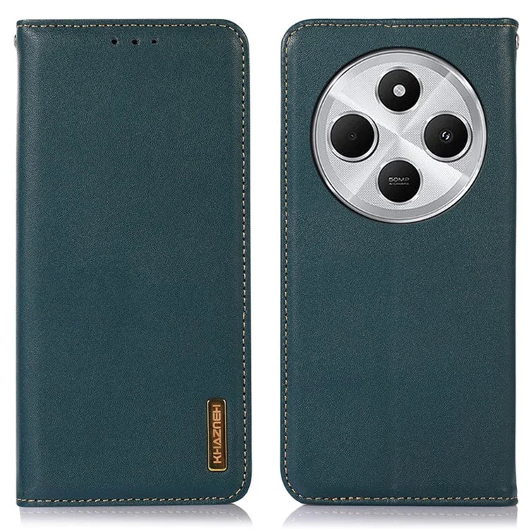 KHAZNEH For Xiaomi Redmi 14C 4G Case Genuine Cow Leather Wallet Phone Cover Nappa Texture