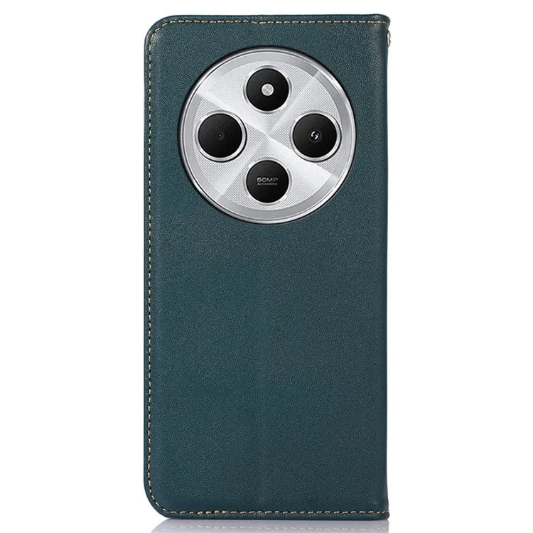 KHAZNEH For Xiaomi Redmi 14C 4G Case Genuine Cow Leather Wallet Phone Cover Nappa Texture