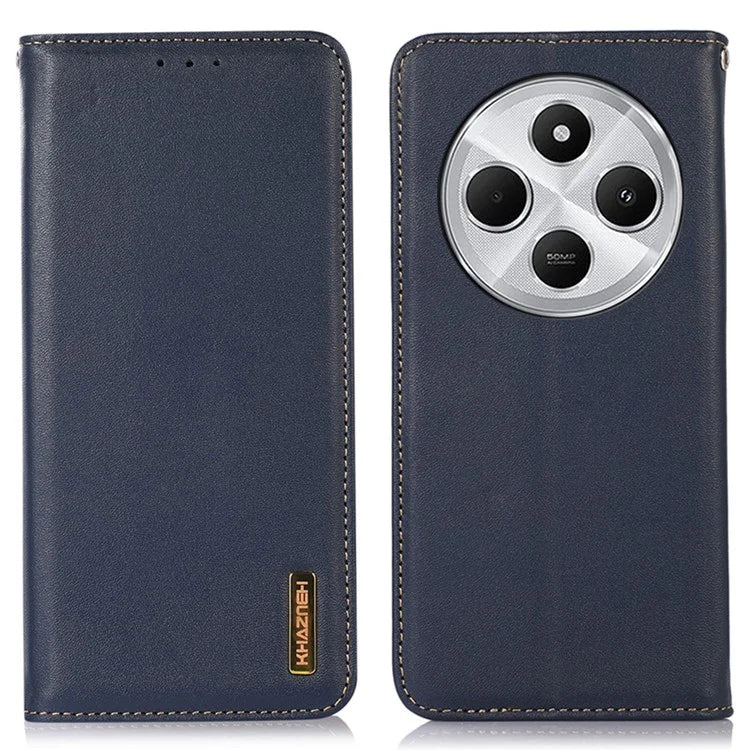 KHAZNEH For Xiaomi Redmi 14C 4G Case Genuine Cow Leather Wallet Phone Cover Nappa Texture