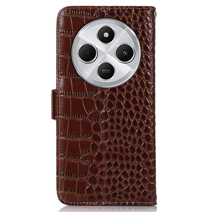 For Xiaomi Redmi 14C 4G Case Crocodile Texture Genuine Cow Leather Phone Wallet Cover