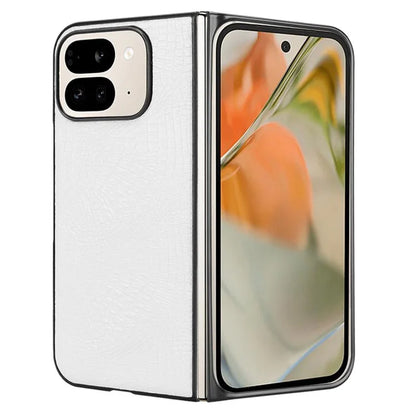 For Google Pixel 9 Pro Fold 5G Case Crocodile Texture Leather Coated Hard PC Phone Cover