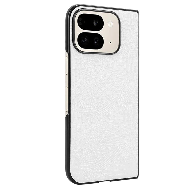 For Google Pixel 9 Pro Fold 5G Case Crocodile Texture Leather Coated Hard PC Phone Cover