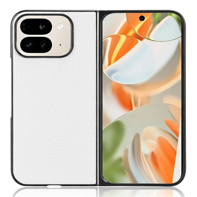 For Google Pixel 9 Pro Fold 5G Case Crocodile Texture Leather Coated Hard PC Phone Cover