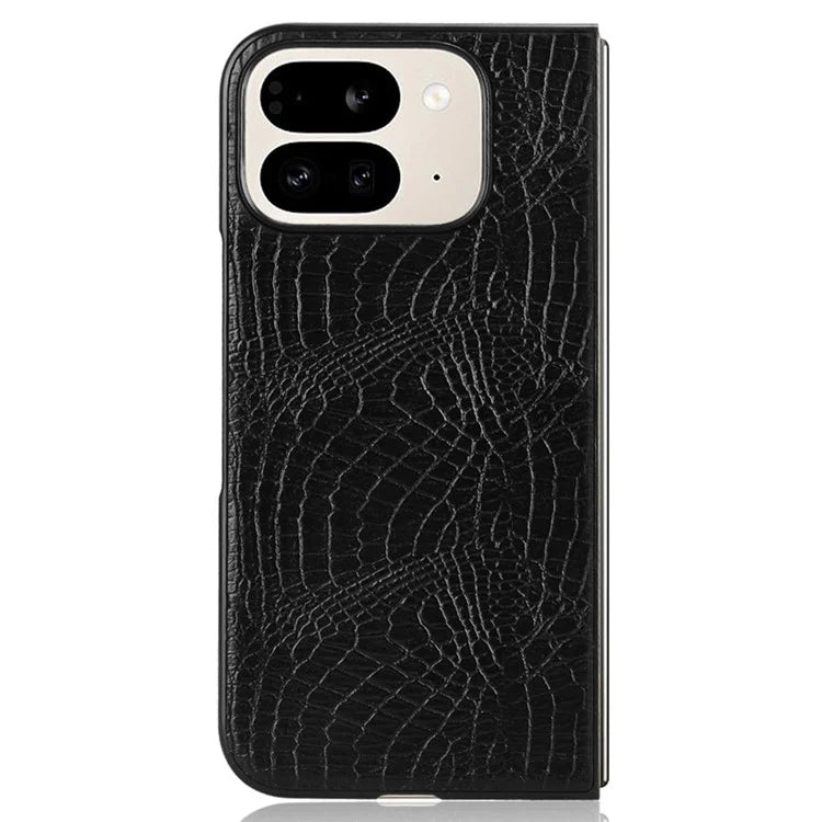For Google Pixel 9 Pro Fold 5G Case Crocodile Texture Leather Coated Hard PC Phone Cover