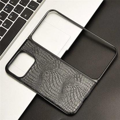 For Google Pixel 9 Pro Fold 5G Case Crocodile Texture Leather Coated Hard PC Phone Cover