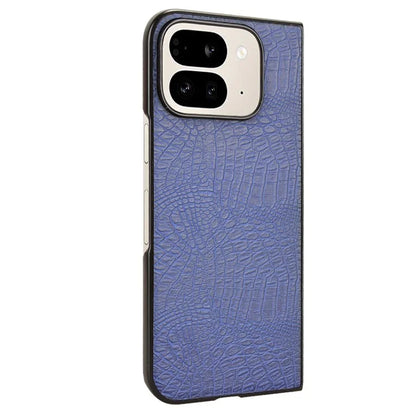 For Google Pixel 9 Pro Fold 5G Case Crocodile Texture Leather Coated Hard PC Phone Cover