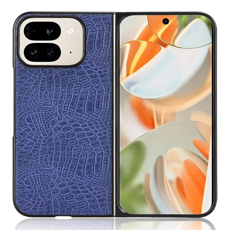 For Google Pixel 9 Pro Fold 5G Case Crocodile Texture Leather Coated Hard PC Phone Cover