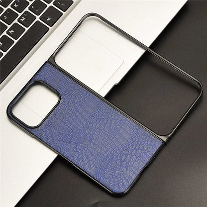 For Google Pixel 9 Pro Fold 5G Case Crocodile Texture Leather Coated Hard PC Phone Cover