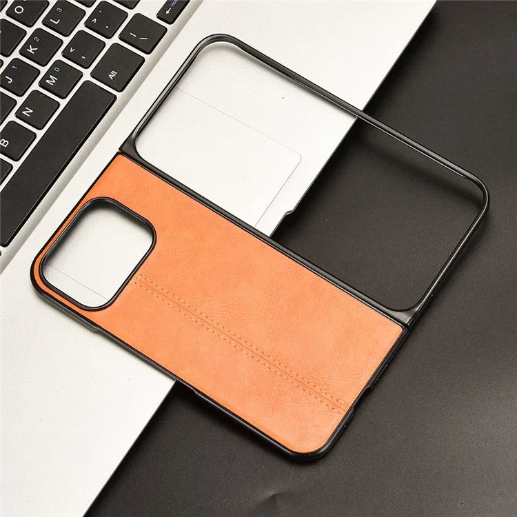 For Google Pixel 9 Pro Fold 5G Case Cowhide Texture Leather+PC Phone Cover Stitching Lines