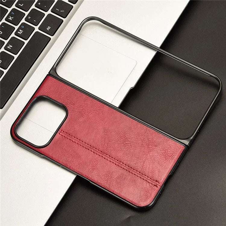 For Google Pixel 9 Pro Fold 5G Case Cowhide Texture Leather+PC Phone Cover Stitching Lines