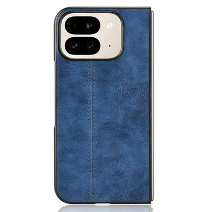 For Google Pixel 9 Pro Fold 5G Case Cowhide Texture Leather+PC Phone Cover Stitching Lines