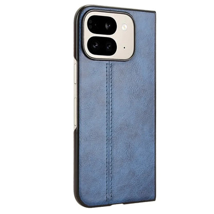 For Google Pixel 9 Pro Fold 5G Case Cowhide Texture Leather+PC Phone Cover Stitching Lines