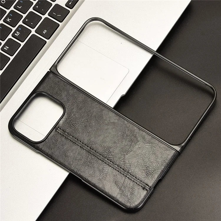 For Google Pixel 9 Pro Fold 5G Case Cowhide Texture Leather+PC Phone Cover Stitching Lines