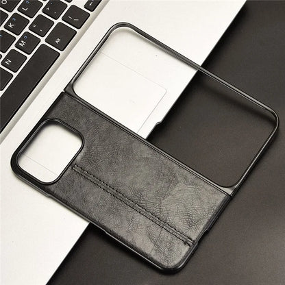 For Google Pixel 9 Pro Fold 5G Case Cowhide Texture Leather+PC Phone Cover Stitching Lines