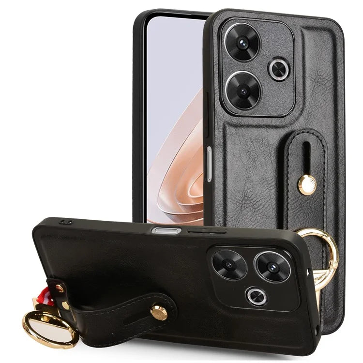 For Xiaomi Redmi 13 5G / 4G Case Wristband Kickstand Leather+PC+TPU Phone Cover with Bottle Opener