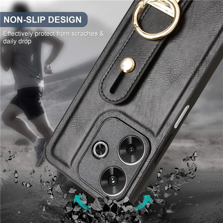 For Xiaomi Redmi 13 5G / 4G Case Wristband Kickstand Leather+PC+TPU Phone Cover with Bottle Opener
