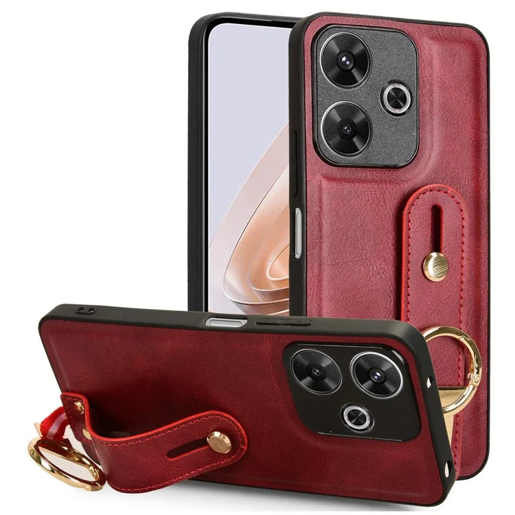 For Xiaomi Redmi 13 5G / 4G Case Wristband Kickstand Leather+PC+TPU Phone Cover with Bottle Opener