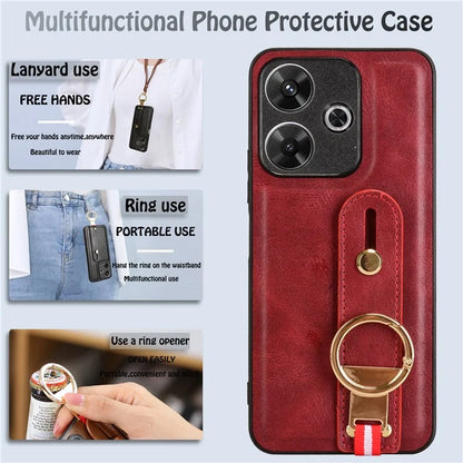 For Xiaomi Redmi 13 5G / 4G Case Wristband Kickstand Leather+PC+TPU Phone Cover with Bottle Opener