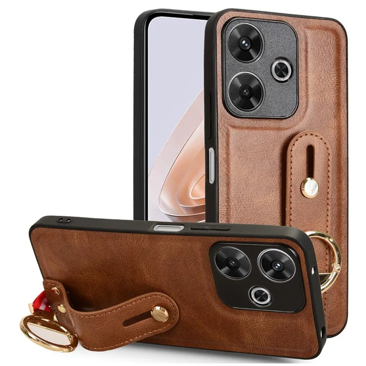 For Xiaomi Redmi 13 5G / 4G Case Wristband Kickstand Leather+PC+TPU Phone Cover with Bottle Opener