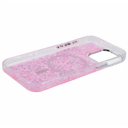 For iPhone 16 Pro Case Compatible with MagSafe Glitter Sequin Epoxy TPU+Acrylic Phone Cover