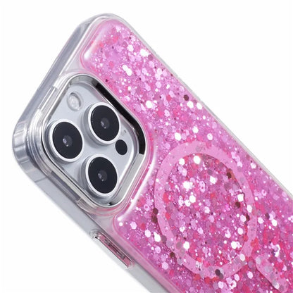 For iPhone 16 Pro Case Compatible with MagSafe Glitter Sequin Epoxy TPU+Acrylic Phone Cover
