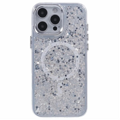 For iPhone 16 Pro Case Compatible with MagSafe Glitter Sequin Epoxy TPU+Acrylic Phone Cover