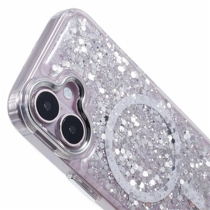 For iPhone 16 Case Compatible with MagSafe Glitter Sequin Epoxy TPU+Acrylic Phone Cover