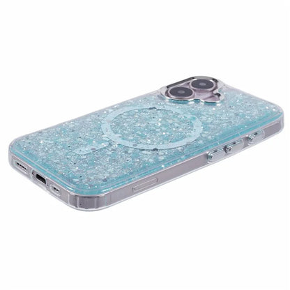 For iPhone 16 Case Compatible with MagSafe Glitter Sequin Epoxy TPU+Acrylic Phone Cover