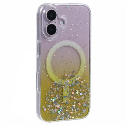 For iPhone 16 Case Compatible with MagSafe Sparkle Epoxy TPU+Acrylic Phone Cover