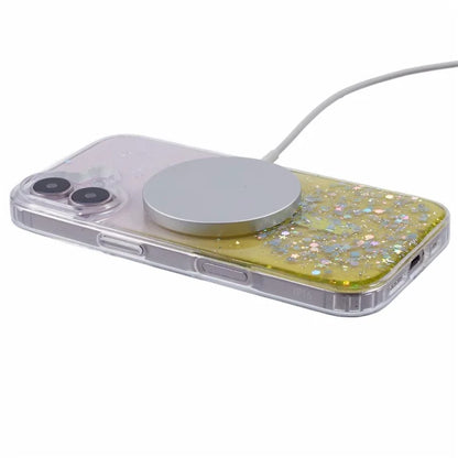 For iPhone 16 Case Compatible with MagSafe Sparkle Epoxy TPU+Acrylic Phone Cover