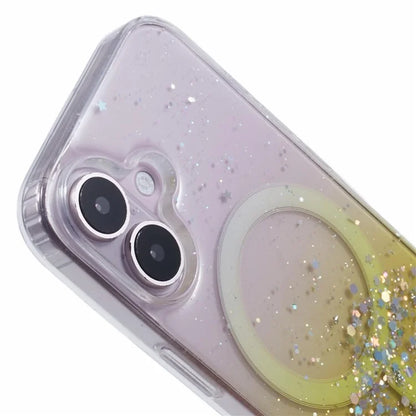 For iPhone 16 Case Compatible with MagSafe Sparkle Epoxy TPU+Acrylic Phone Cover