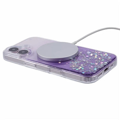 For iPhone 16 Case Compatible with MagSafe Sparkle Epoxy TPU+Acrylic Phone Cover
