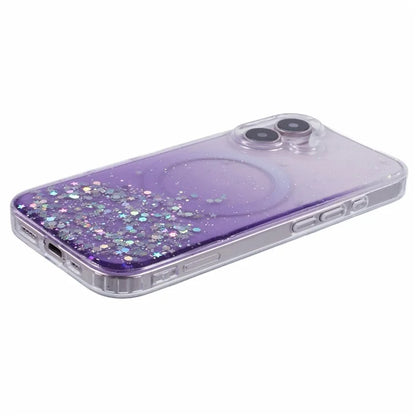 For iPhone 16 Case Compatible with MagSafe Sparkle Epoxy TPU+Acrylic Phone Cover