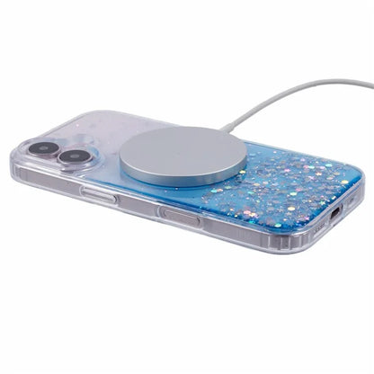 For iPhone 16 Case Compatible with MagSafe Sparkle Epoxy TPU+Acrylic Phone Cover