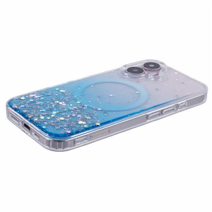 For iPhone 16 Case Compatible with MagSafe Sparkle Epoxy TPU+Acrylic Phone Cover