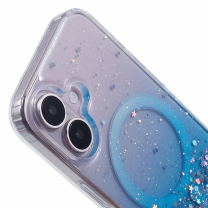 For iPhone 16 Case Compatible with MagSafe Sparkle Epoxy TPU+Acrylic Phone Cover