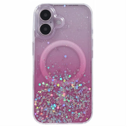 For iPhone 16 Case Compatible with MagSafe Sparkle Epoxy TPU+Acrylic Phone Cover