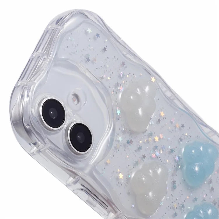 For iPhone 16 Plus Case Epoxy TPU 3D Pattern Anti-Fall Phone Cover - Cloud