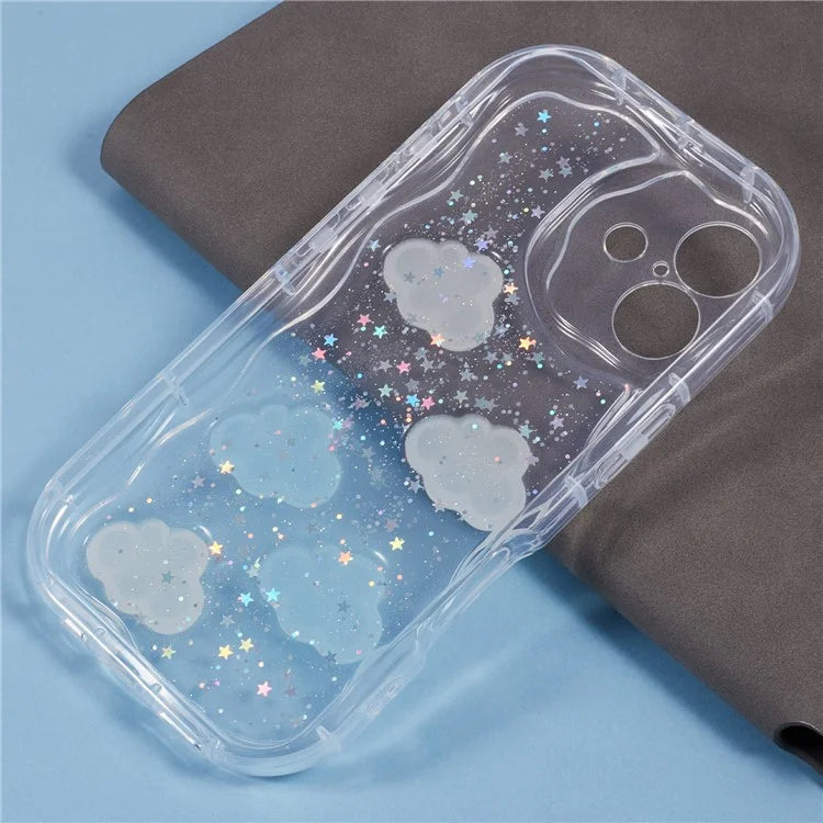 For iPhone 16 Plus Case Epoxy TPU 3D Pattern Anti-Fall Phone Cover - Cloud