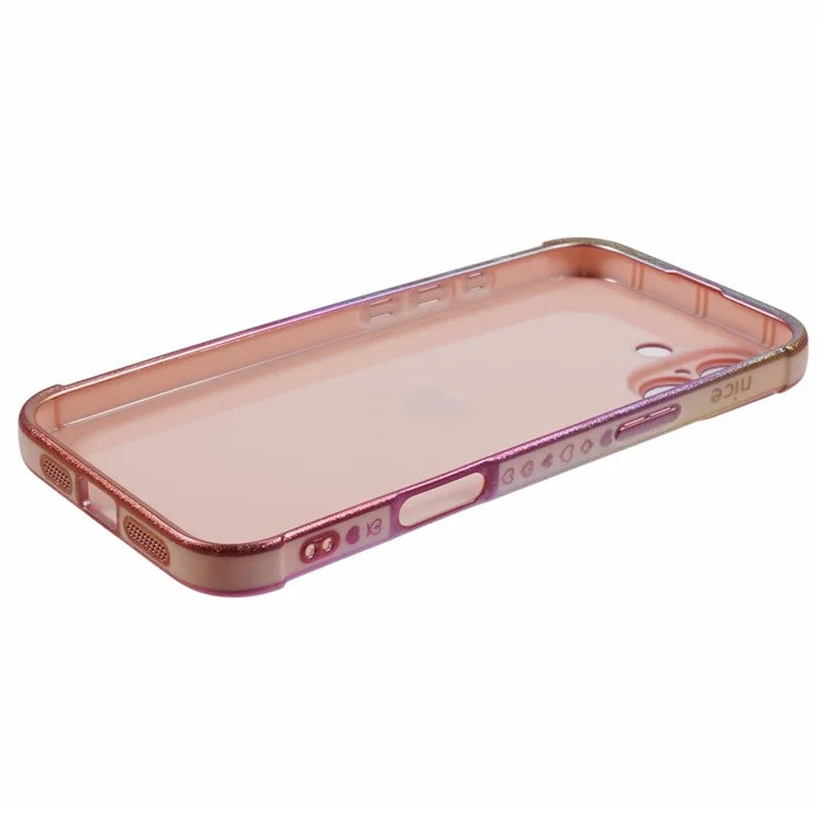 For iPhone 16 Plus Case TPU Heart Pattern Iridescent Gradient Phone Cover