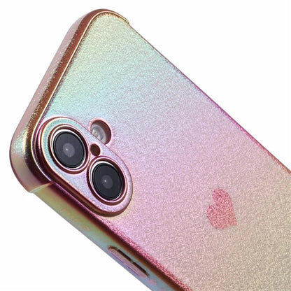 For iPhone 16 Plus Case TPU Heart Pattern Iridescent Gradient Phone Cover