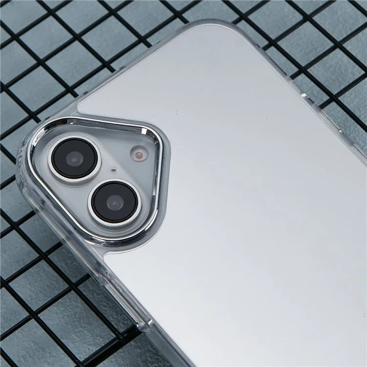 For iPhone 16 Case Electroplated Mirror Surface Acrylic+TPU Phone Cover