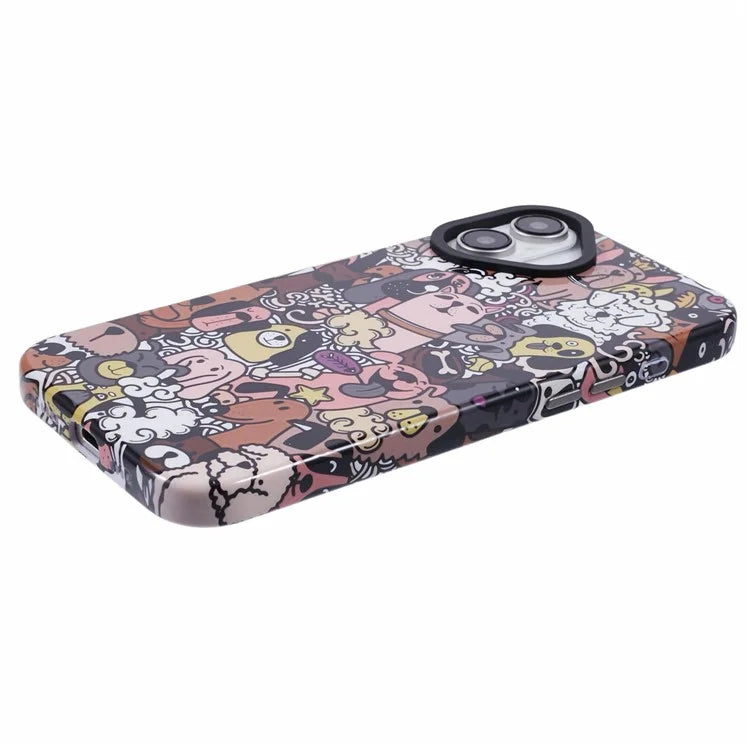 ARU For iPhone 16 Case Cartoon Pattern PC+TPU Noctilucent Phone Cover