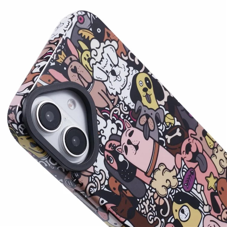ARU For iPhone 16 Case Cartoon Pattern PC+TPU Noctilucent Phone Cover