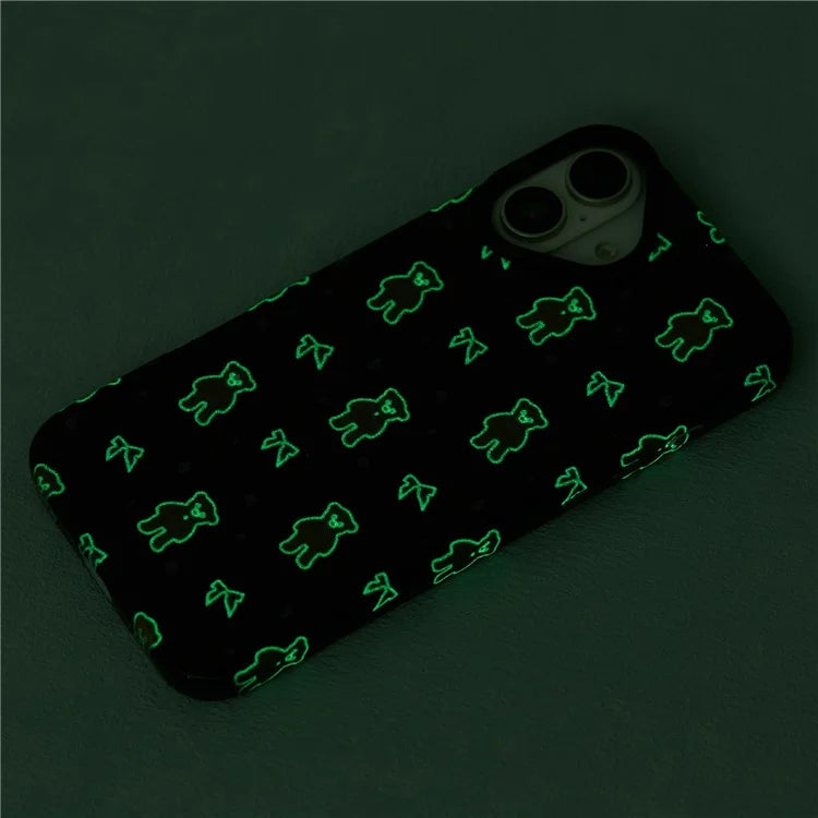 ARU For iPhone 16 Case Cartoon Pattern PC+TPU Noctilucent Phone Cover