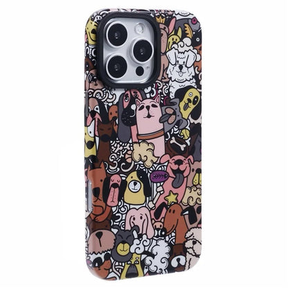 ARU For iPhone 16 Pro Case Cartoon Pattern PC+TPU Noctilucent Phone Cover