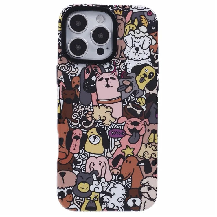 ARU For iPhone 16 Pro Case Cartoon Pattern PC+TPU Noctilucent Phone Cover