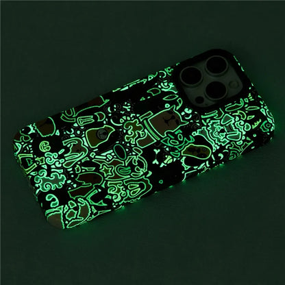 ARU For iPhone 16 Pro Case Cartoon Pattern PC+TPU Noctilucent Phone Cover