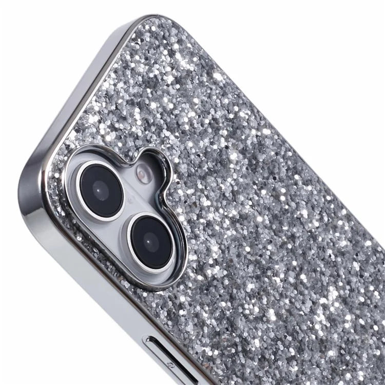 For iPhone 16 Plus Case TPU + PC Sparkling Glitter Phone Back Cover